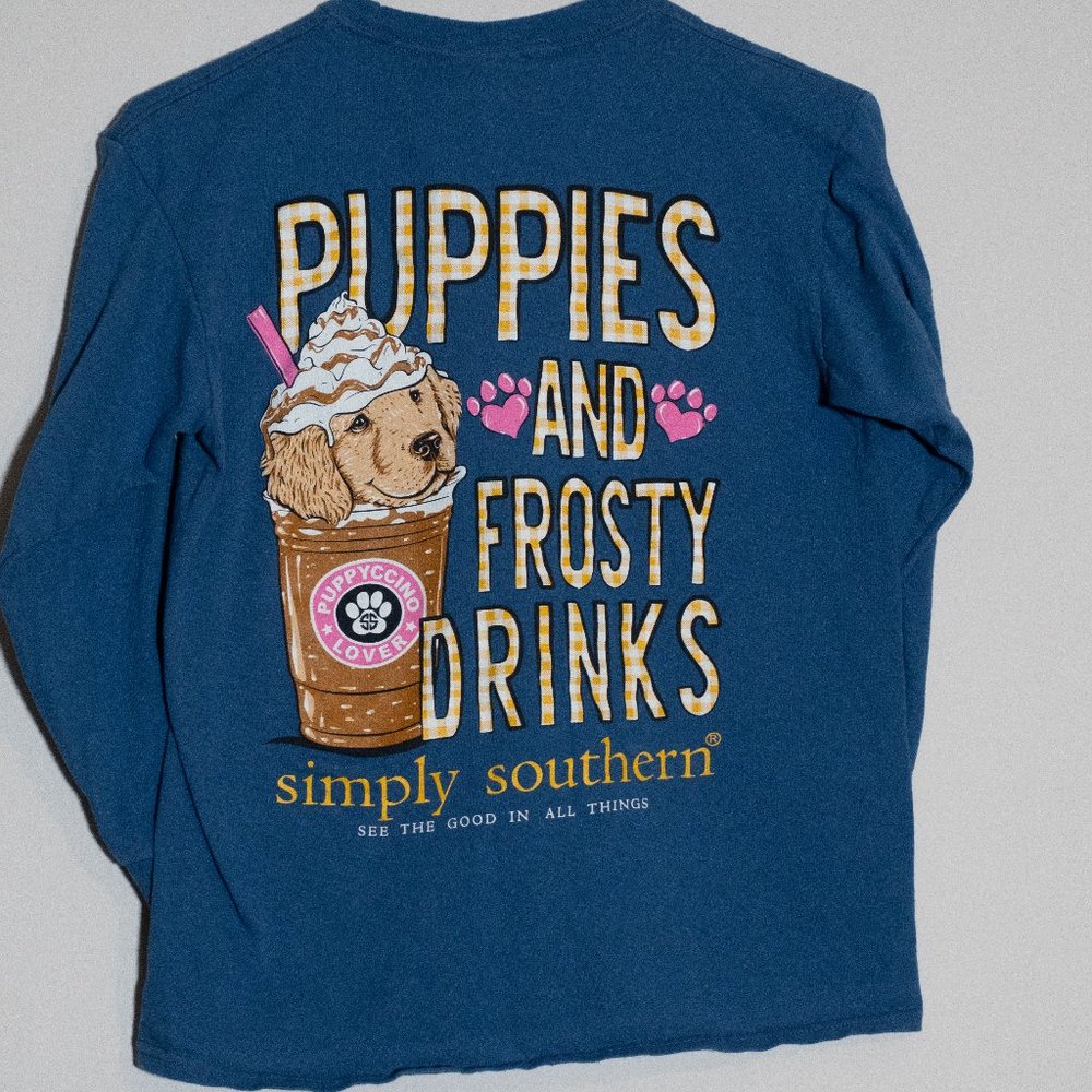 Simply Southern Puppies and Frosty Drinks Size Youth Medium